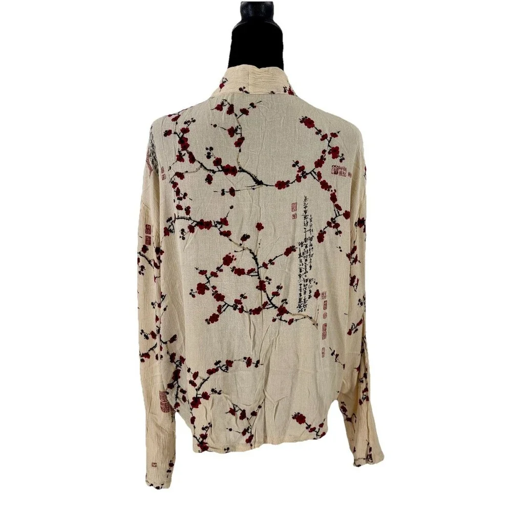 Endless Knot Art‎ Crinkle Jacket Asian Motif Sakura Floral L/XL
